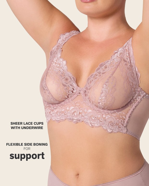 Milan sheer lace bustier bralette with underwire