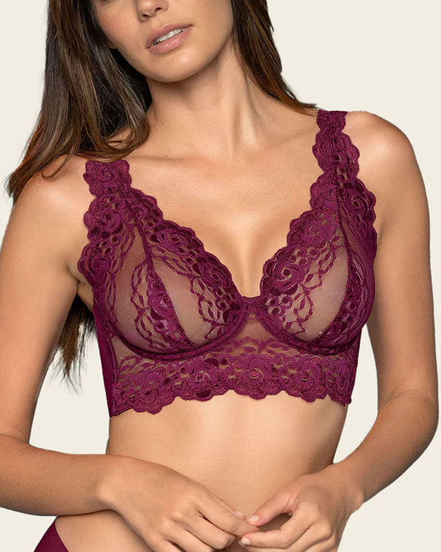 Sheer Lace Bustier Bralette with Underwire