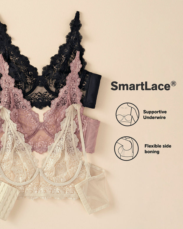 Milan sheer lace bustier bralette with underwire