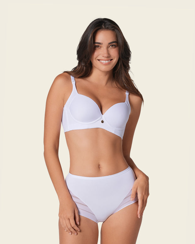 High profile back smoothing bra with soft full coverage cups