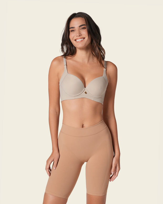 High profile back smoothing bra with soft full coverage cups