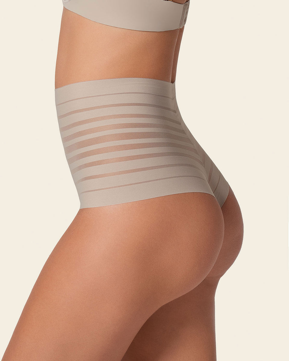 Lace stripe high-waisted cheeky hipster panty