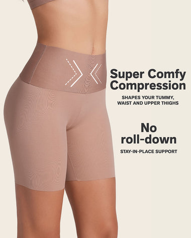 Stay-in-place seamless slip short#color_857-brown