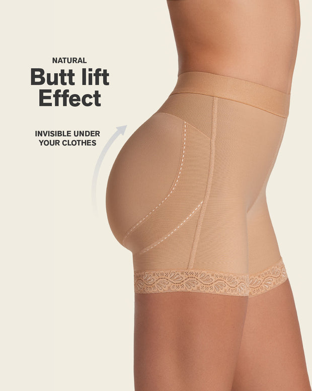 Mid-rise sculpting butt lifter shaper short