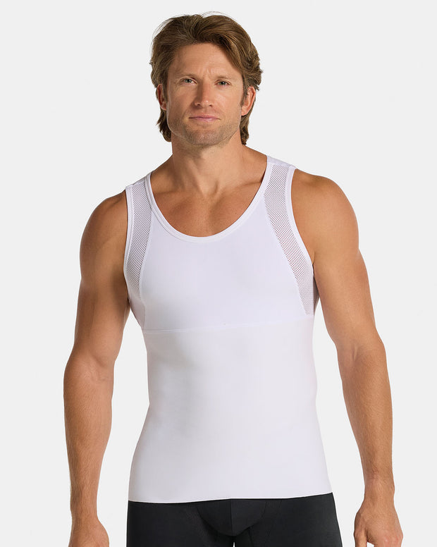 3-Pack of Stretch Cotton Moderate Compression Shaper Tanks with Mesh Cutouts
