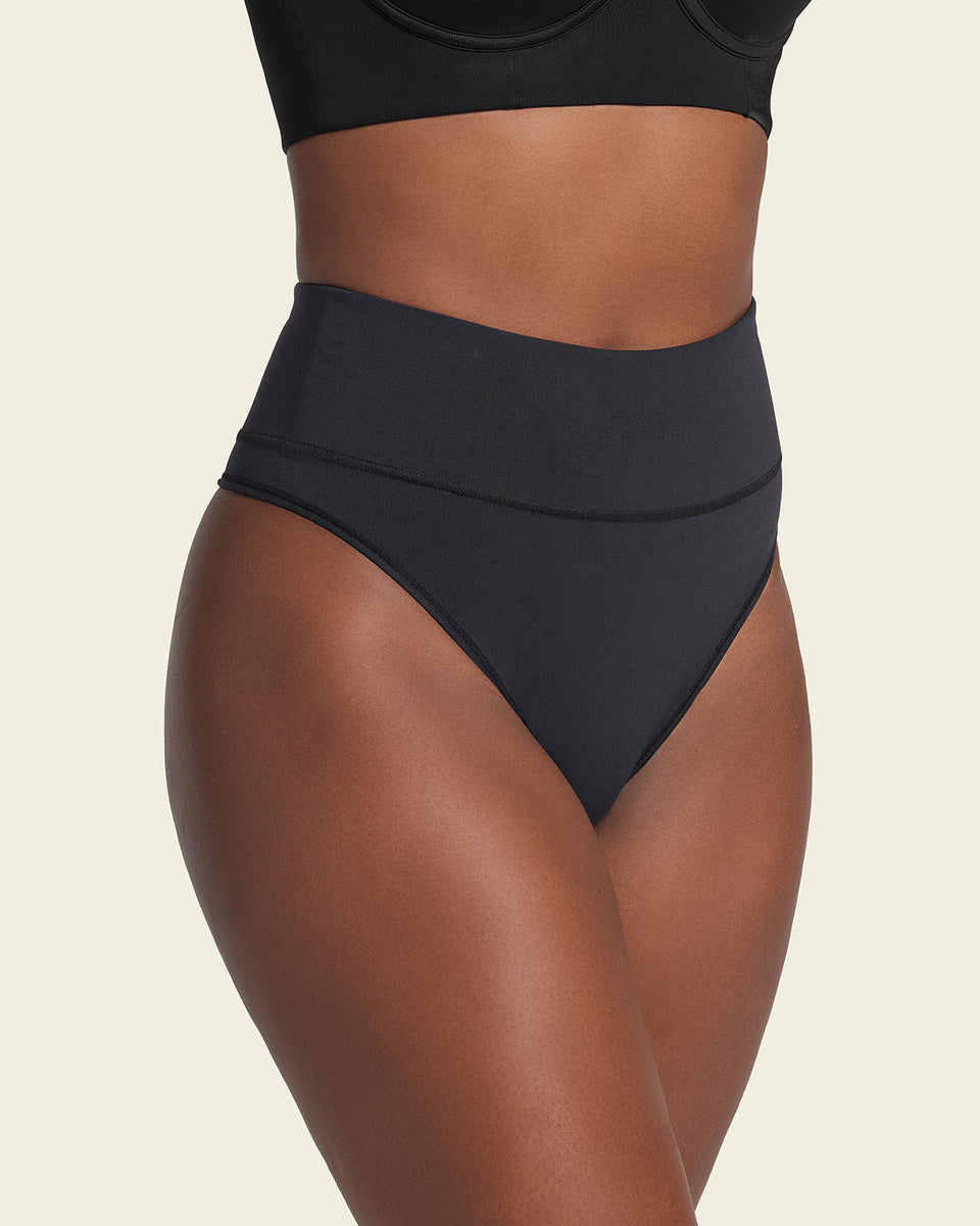 High-waisted seamless moderate shaper thong panty