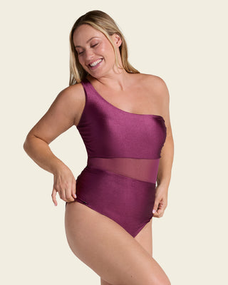 Radiant One-Shoulder One-Piece Shaping Swimsuit#color_466-midnight-plum
