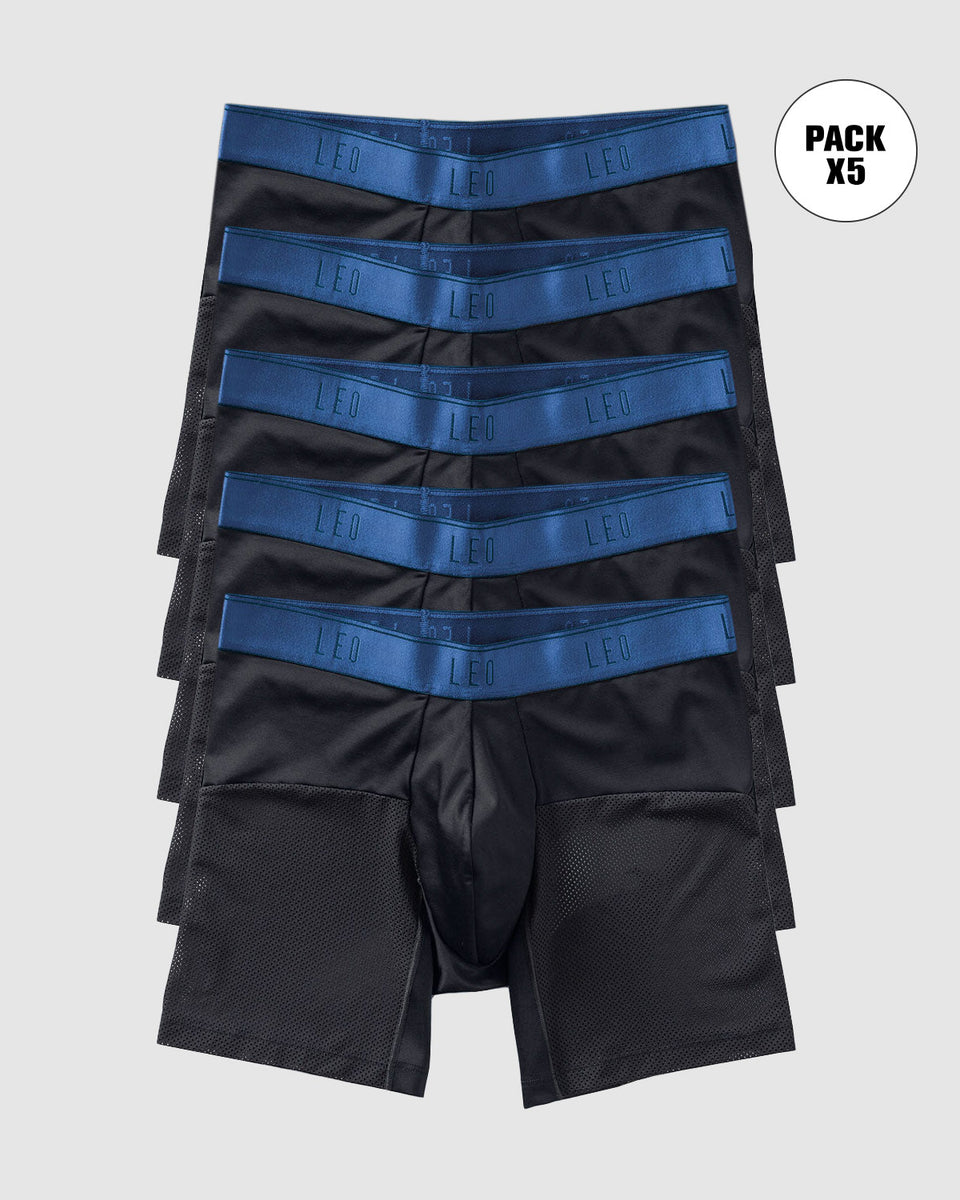 5-Pack High-Tech Mesh Boxer Briefs with Ergonomic Pouches