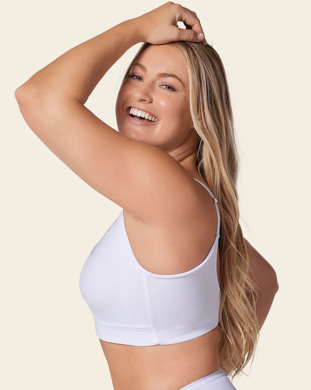Mastectomy pocketed lace trim wireless bra