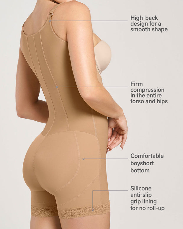 Stage 1 post-surgical short girdle with front hook-and-eye closure