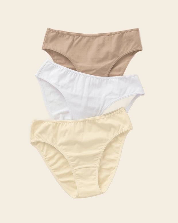 3-Pack cotton brief panties with tummy coverage