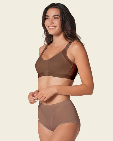 Multi/functional back support posture corrector wireless bra#color_875-dark-brown