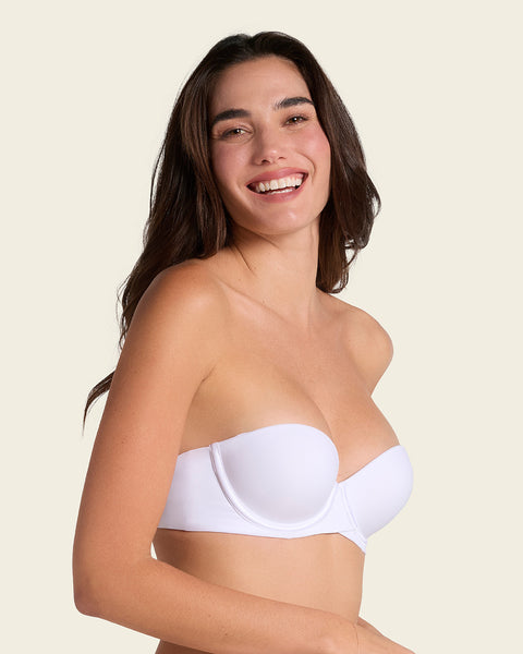 Double push-up strapless petite bra#color_000-white
