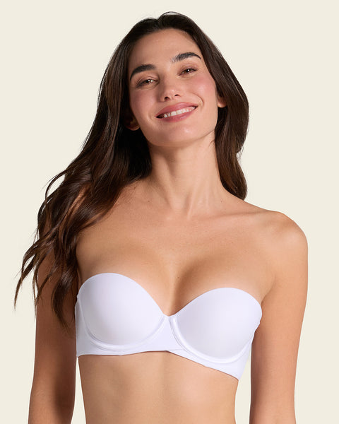 Double push-up strapless petite bra#color_000-white
