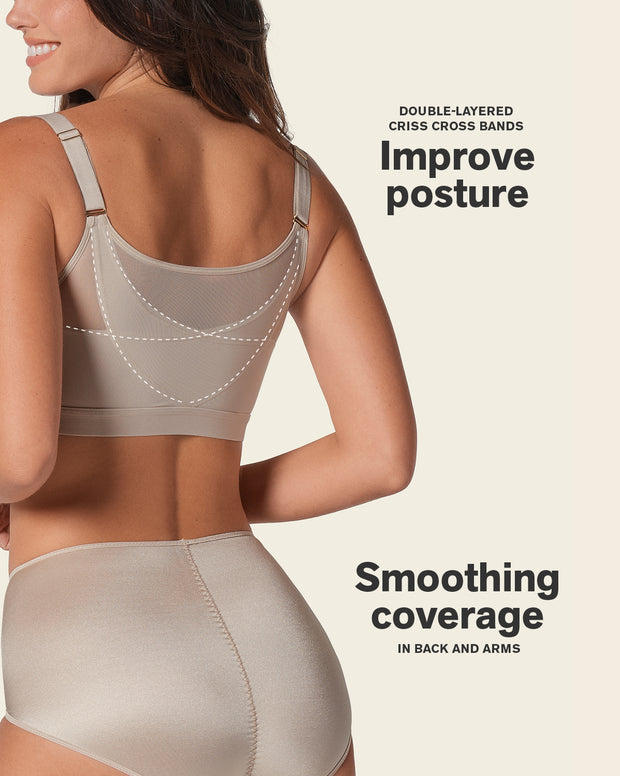 Comfortable posture corrector bra with contour cups - multi/benefit