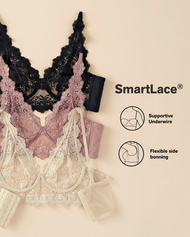 Milan sheer lace bustier bralette with underwire