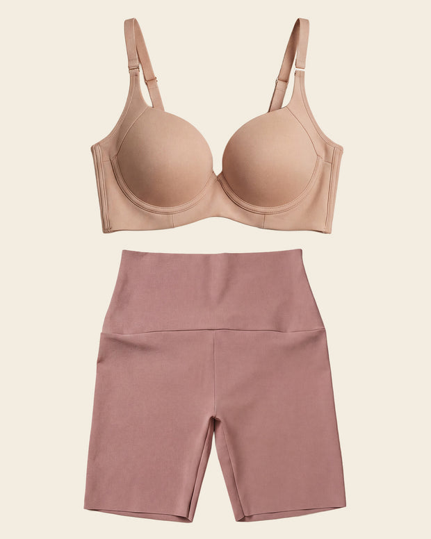 High Profile Bra & PowerStay Short in Golden Beige and Brown