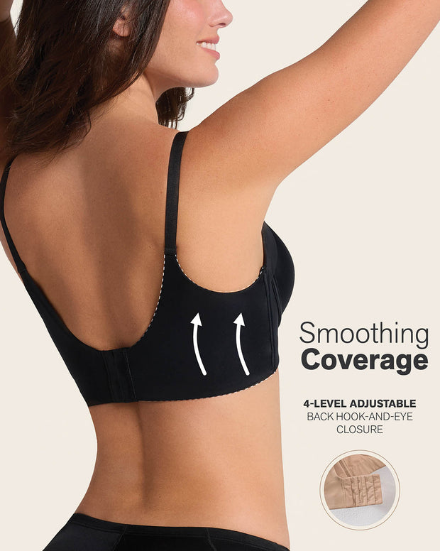 High profile back smoothing bra with soft full coverage cups