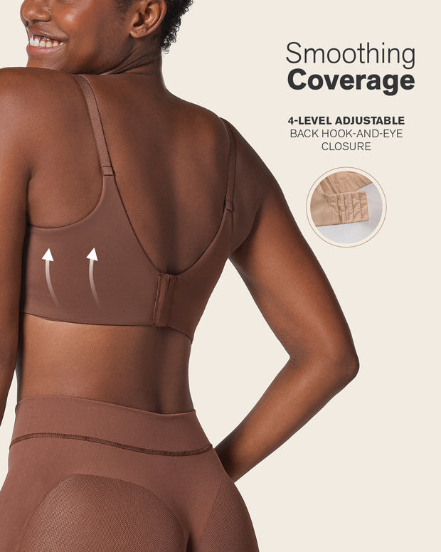 High profile back smoothing bra with soft full coverage cups