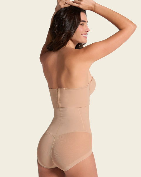 Extra high-waisted sheer bottom sculpting shaper panty#color_801-golden-beige