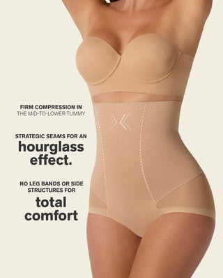 Extra high-waisted sheer bottom sculpting shaper panty#color_801-golden-beige