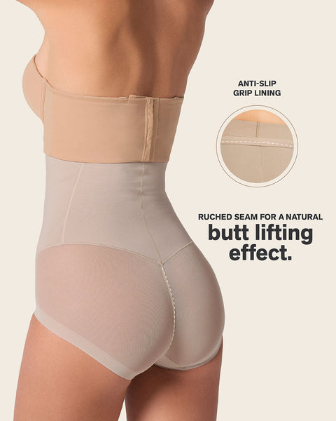 Extra high-waisted sheer bottom sculpting shaper panty#color_802-nude