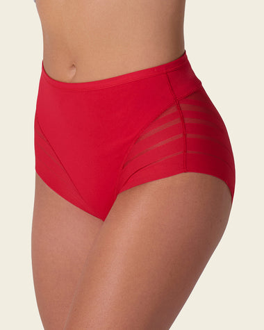 Lace stripe undetectable classic shaper panty#color_323-red