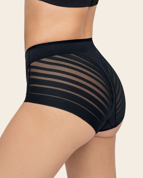 Lace stripe undetectable classic shaper panty#color_700-black