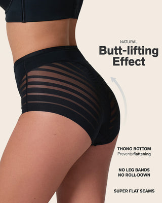 Lace stripe undetectable classic shaper panty#color_700-black