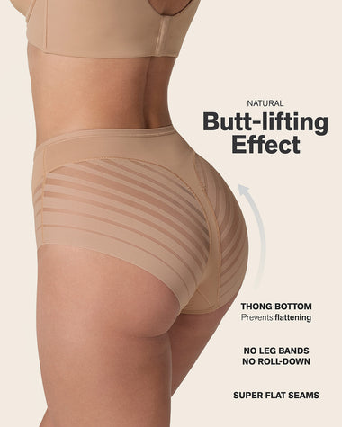 Lace stripe undetectable classic shaper panty#color_801-golden-beige