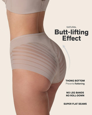 Lace stripe undetectable classic shaper panty#color_802-nude