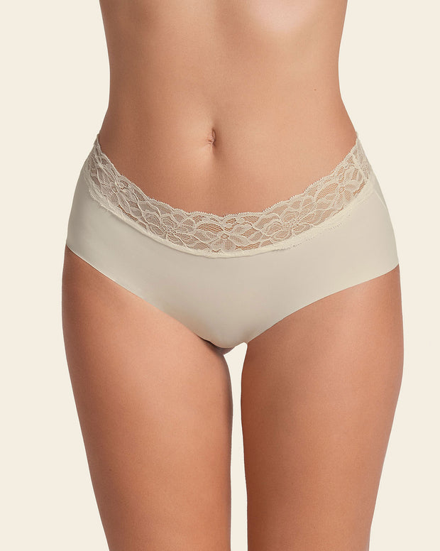 Ultra light lace trim hipster panty