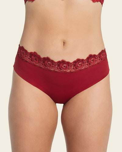 Ultra-light lace waistband cheeky panty#color_a40-red