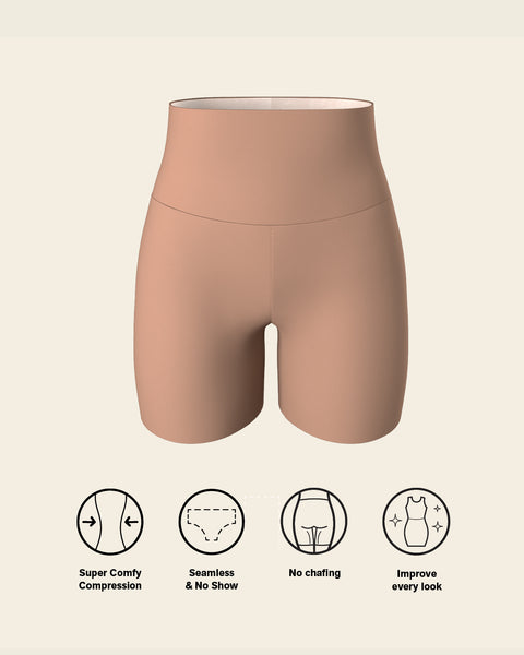 Stay-in-place seamless slip short#color_857-brown