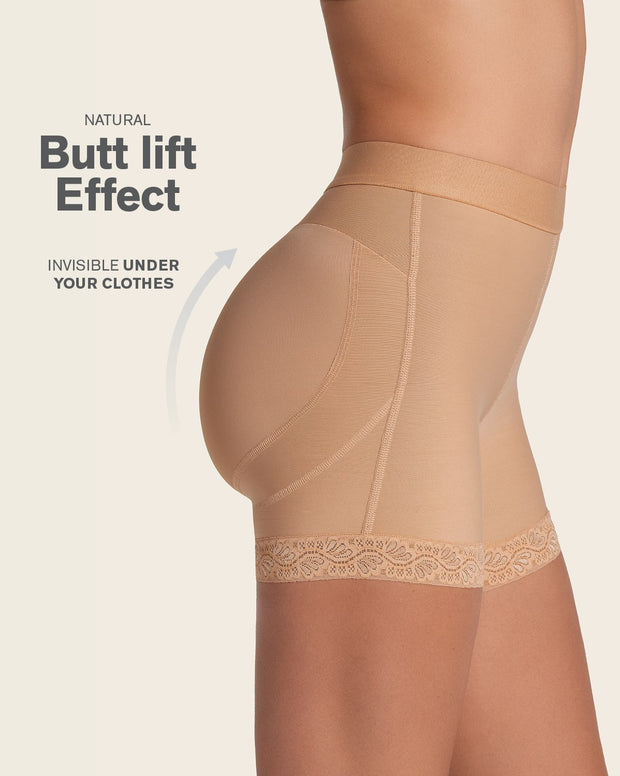 Mid-rise sculpting butt lifter shaper short