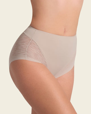 High-waisted sheer lace shaper panty#color_s01-black-nude