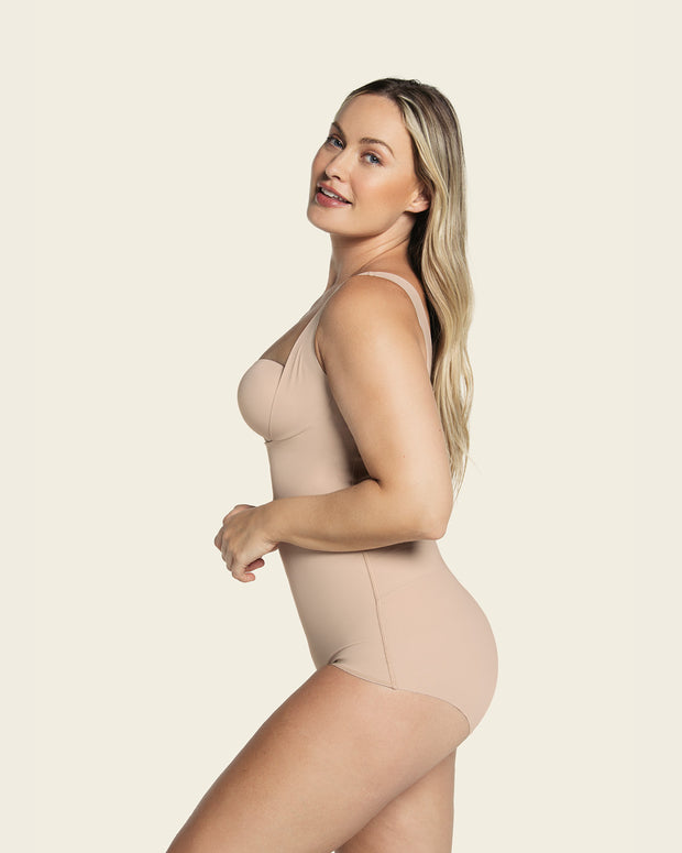 Plunge back classic sculpting body shaper#color_802-nude