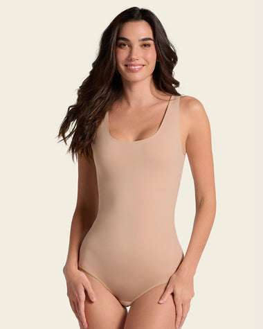 Plunge Classic Sleeveless Shaper Bodysuit#color_801-golden-beige