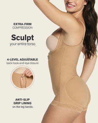 Boyshort bottom body shaper with firm compression#color_880-natural-tan