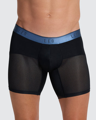 High-Tech Mesh Boxer Brief with Ergonomic Pouch#color_496-black-with-blue-elastic