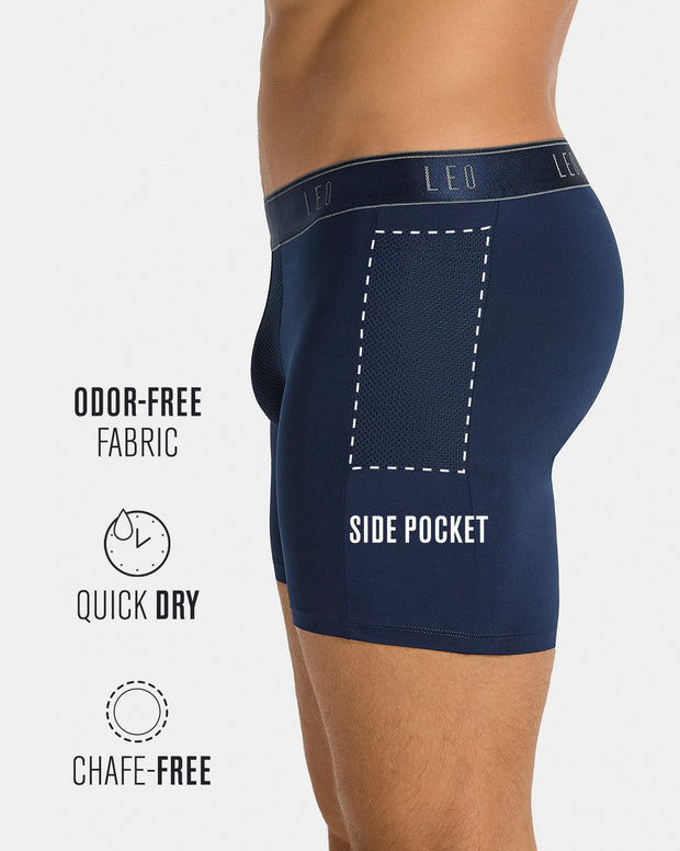 Long Athletic Boxer Brief with Side Pocket