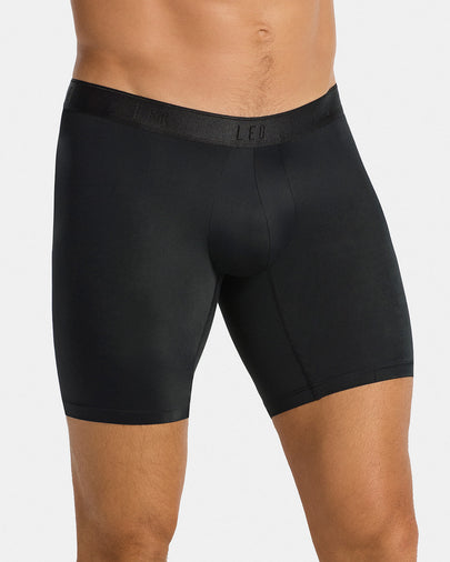 Microfiber Long Boxer Brief with Ergonomic Pouch#color_701-black