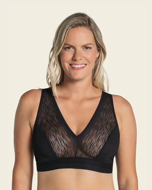 The florence: sheer stripe lace unlined wireless bralette#color_700-black