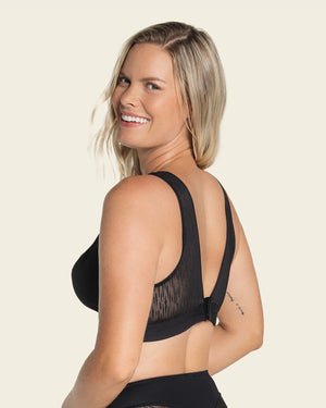 The florence: sheer stripe lace unlined wireless bralette#color_700-black