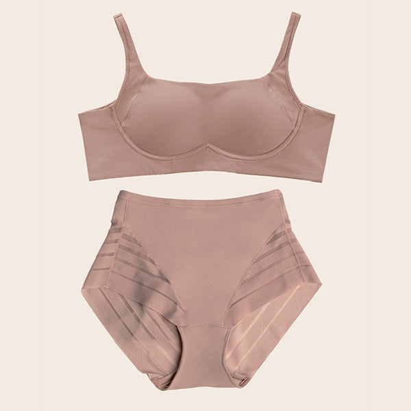 Everyday Bra + Stripe Undetectable Shaper Panty in Rosewood