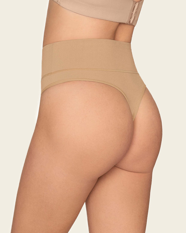 High-waisted seamless moderate shaper thong panty#color_802-nude