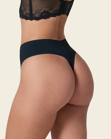 High-Waisted Invisible Microfiber Thong Panty#color_700-black