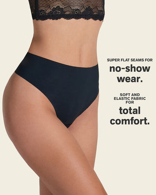 High-Waisted Invisible Microfiber Thong Panty#color_700-black