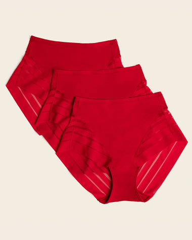 Lace stripe undetectable classic shaper panty#color_323-red