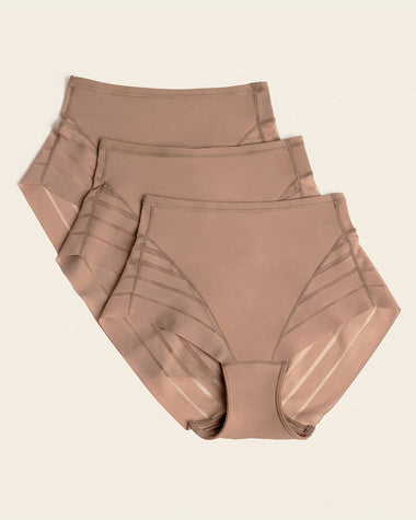 Lace stripe undetectable classic shaper panty#color_857-brown